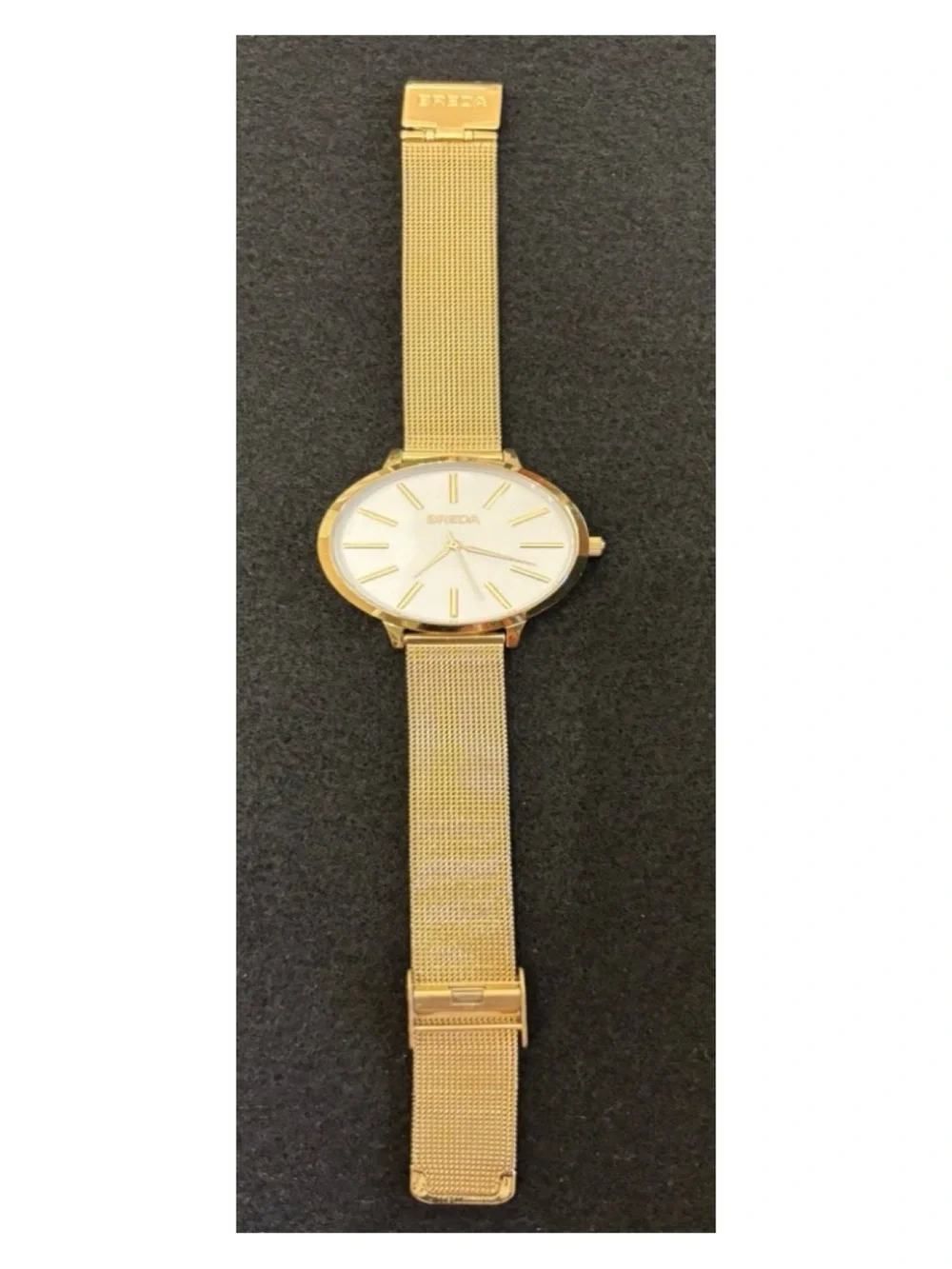 NWOT** Anthropologie BREDA Joule Mesh Watch In Gold  **Needs Battery